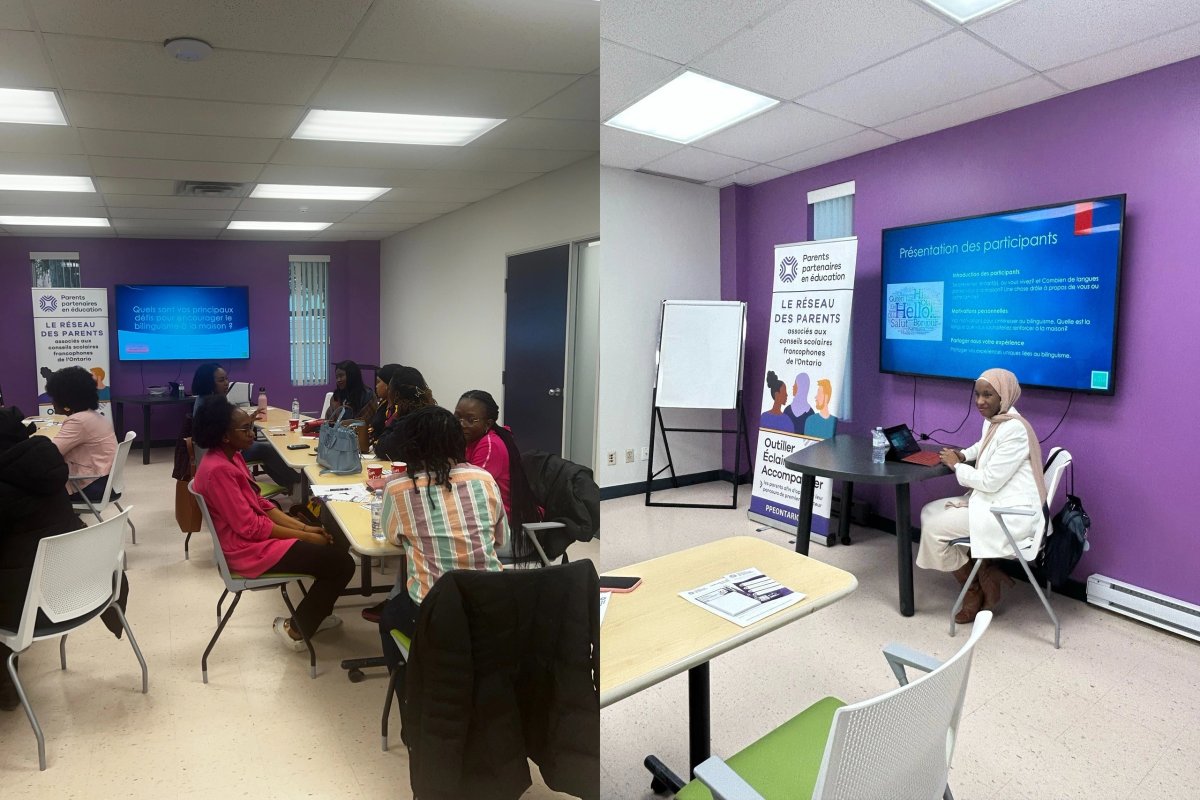 Workshop participants and a facilitator in an Ontario community space